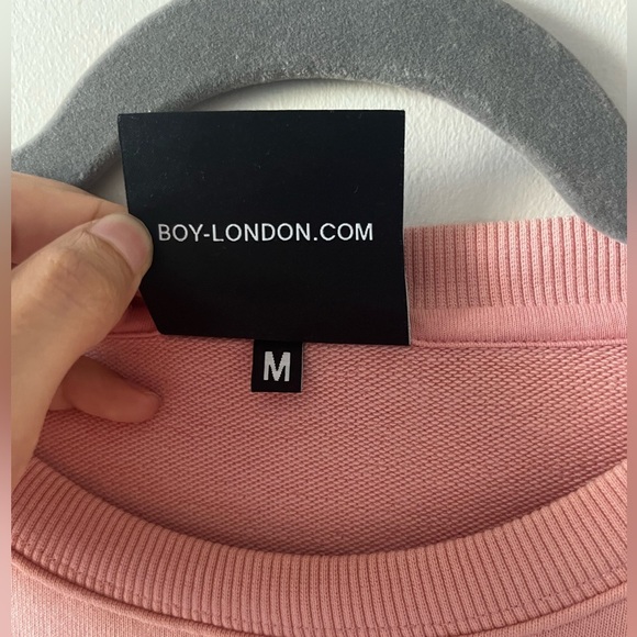 Boy London Pink Crewneck Sweater with Ribbed Cuffs and Relaxed Fit - Picture 8 of 12